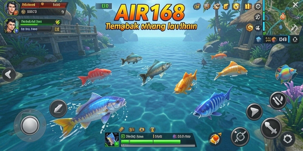 Screenshot gameplay AIR168 menampilkan aksi seru menembak ikan.
