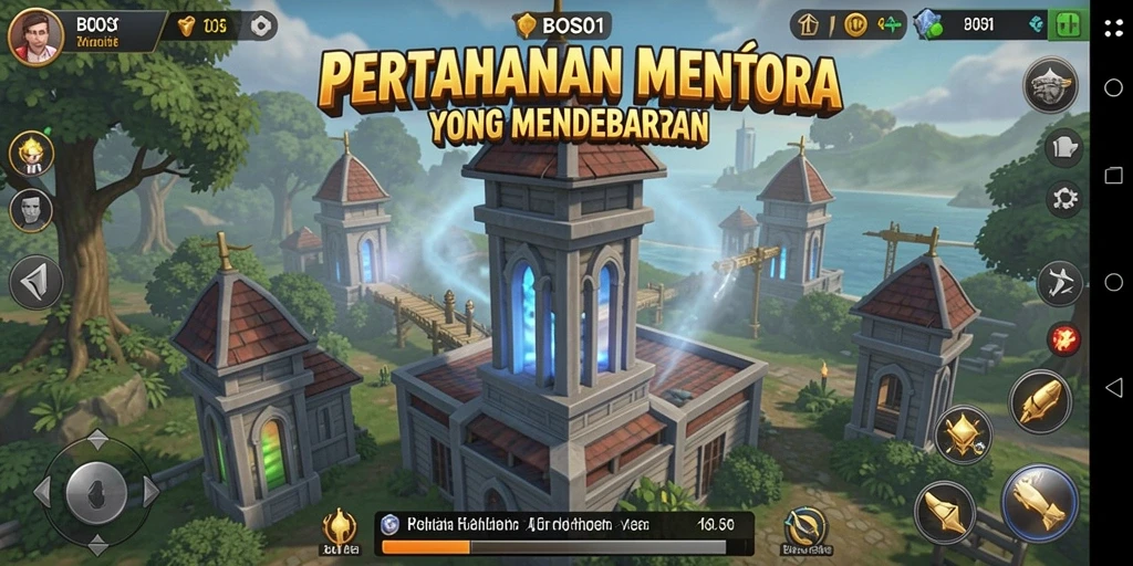Gameplay menara pertahanan yang penuh strategi dan seru di BOS01.
