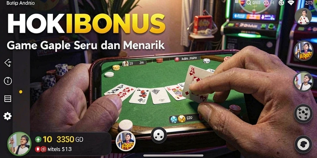 Screenshot HOKIBONUS menampilkan gameplay Gaple yang seru dan interaktif.