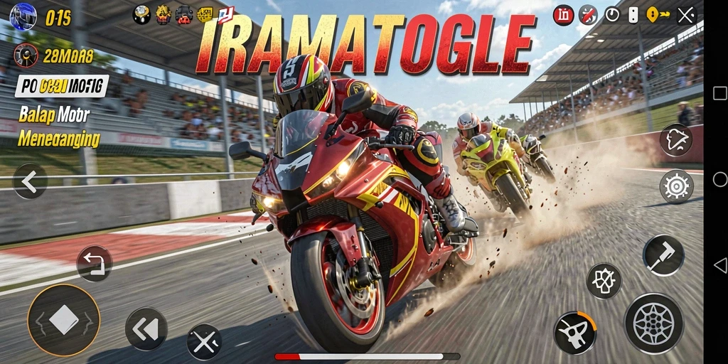 Tampilan gameplay dari balapan motor yang seru di IRAMATOGEL.