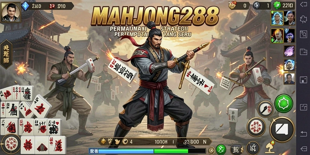 Tangkapan layar gameplay MAHJONG288 dengan pertempuran seru di medan perang.