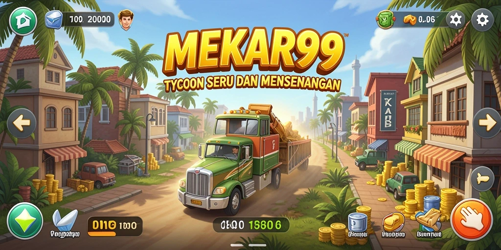 Tampilan gameplay menarik dari MEKAR99 yang menggambarkan pengelolaan bisnis.