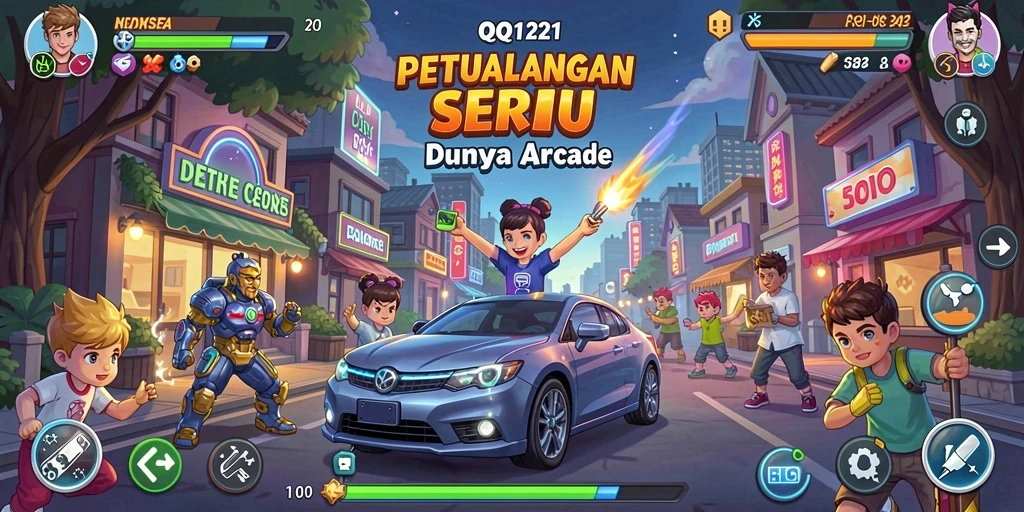 Tampilan seru dari gameplay QQ1221 dengan tantangan Arcade.