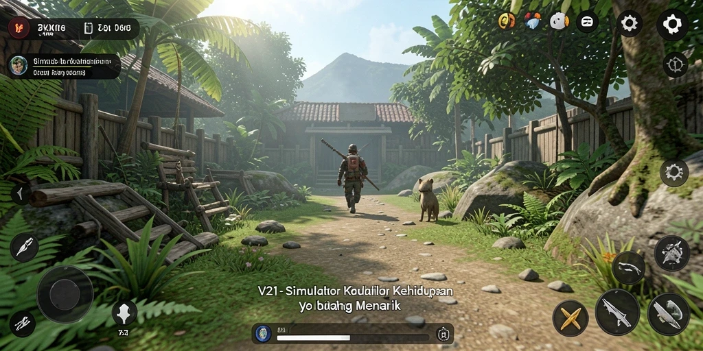 Tampilan gameplay V21 dalam simulasi kehidupan yang interaktif.
